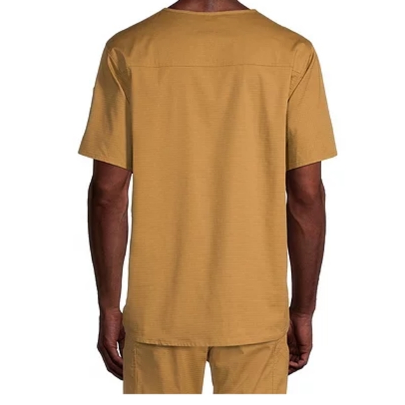 Carhartt Ripstop Rugged-Flex Men's 5-Pocket STRETCH V-Neck Scrub Top Dijon - Picture 2 of 2